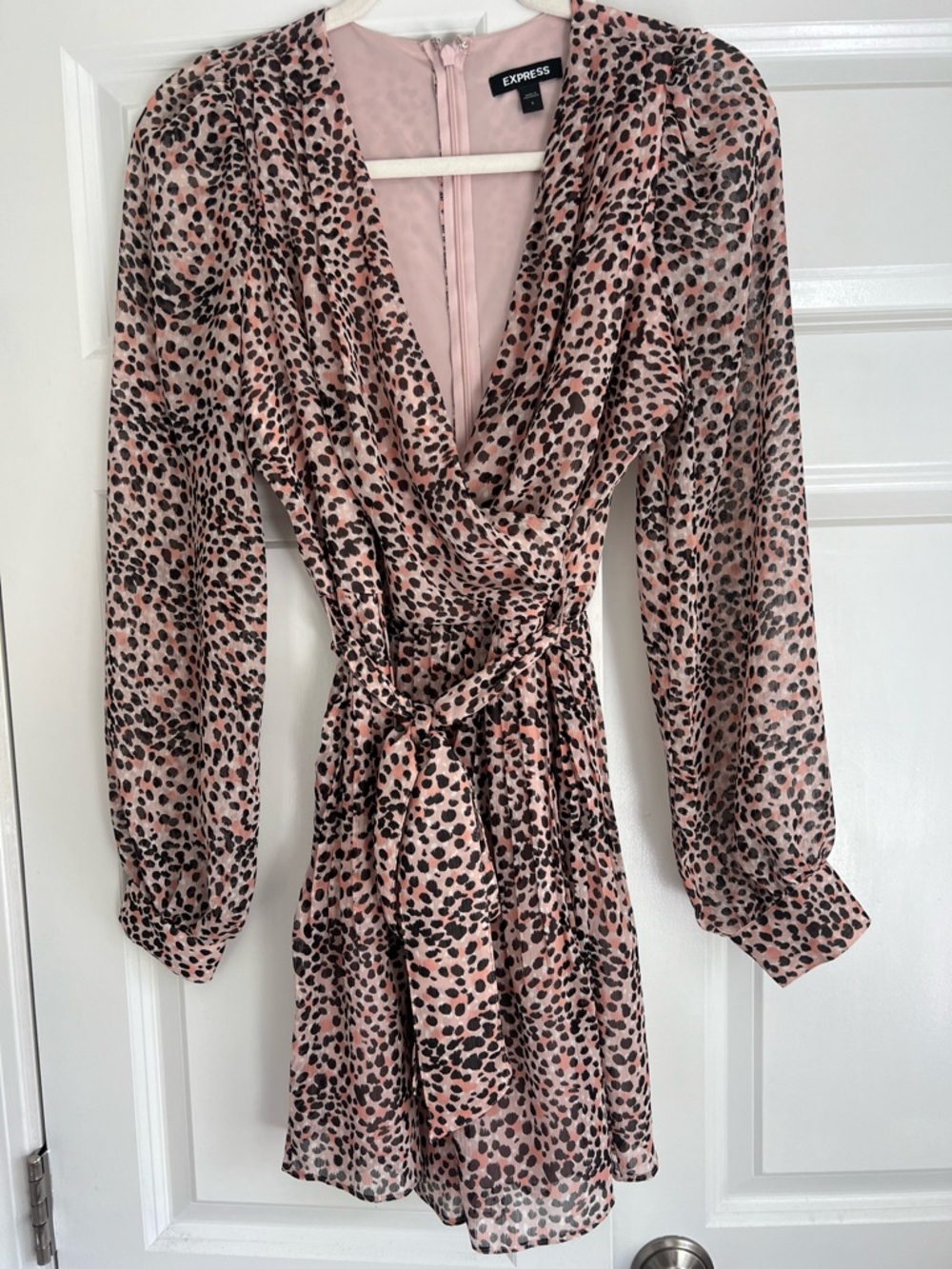 Express Blush Leopard-Print Wrap Romper
